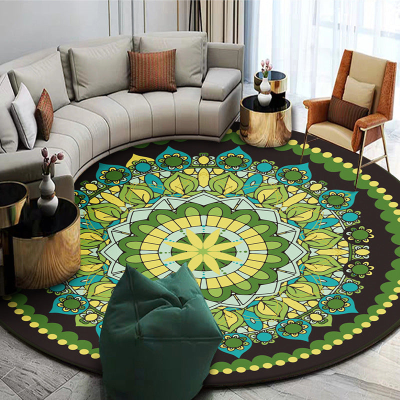 Exoticism Mandala Area Rug Multicolor Persian Carpet Synthetics Washable Pet Friendly Anti-Slip Rug for Living Room Green Clearhalo 'Area Rug' 'Moroccan' 'Rugs' Rug' 2185011