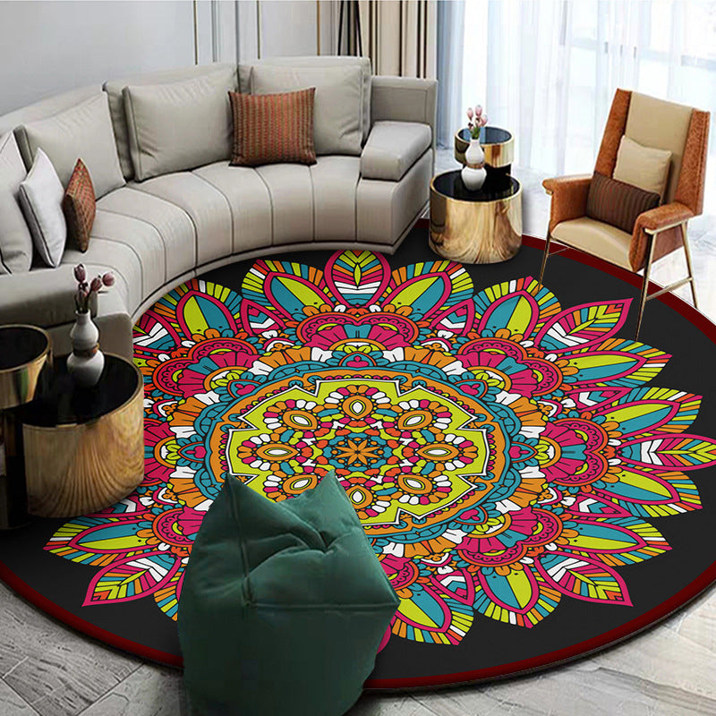 Exoticism Mandala Area Rug Multicolor Persian Carpet Synthetics Washable Pet Friendly Anti-Slip Rug for Living Room Rose Red Clearhalo 'Area Rug' 'Moroccan' 'Rugs' Rug' 2185013