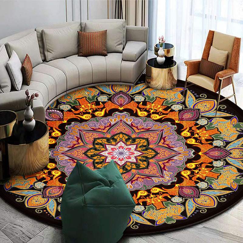 Exoticism Mandala Area Rug Multicolor Persian Carpet Synthetics Washable Pet Friendly Anti-Slip Rug for Living Room Fluorescent Orange Clearhalo 'Area Rug' 'Moroccan' 'Rugs' Rug' 2185015