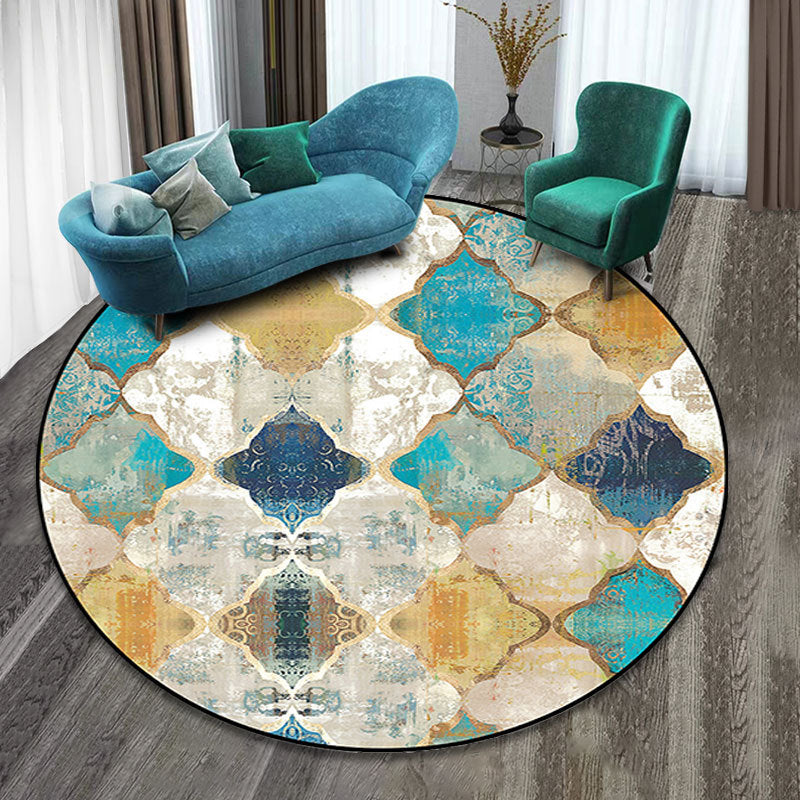 Multicolor Folk Art Print Rug Polyester Moroccan Area Rug Non-Slip Backing Pet Friendly Machine Washable Rug for Guest Room Light Yellow Clearhalo 'Area Rug' 'Moroccan' 'Rugs' Rug' 2185026