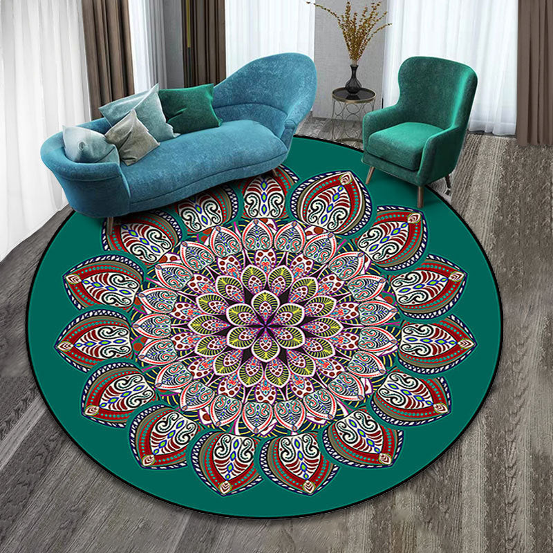 Multicolor Folk Art Print Rug Polyester Moroccan Area Rug Non-Slip Backing Pet Friendly Machine Washable Rug for Guest Room Green Clearhalo 'Area Rug' 'Moroccan' 'Rugs' Rug' 2185031