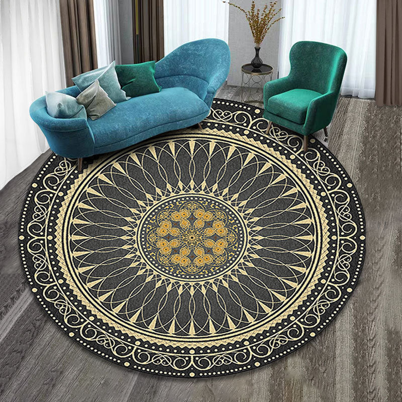 Multicolor Folk Art Print Rug Polyester Moroccan Area Rug Non-Slip Backing Pet Friendly Machine Washable Rug for Guest Room Dark Gray Clearhalo 'Area Rug' 'Moroccan' 'Rugs' Rug' 2185035