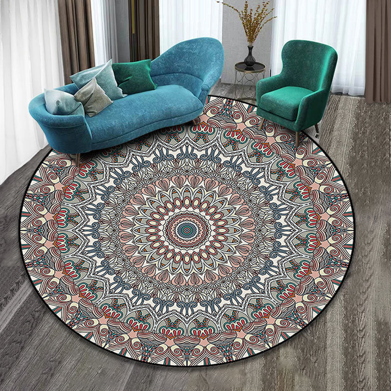 Multicolor Folk Art Print Rug Polyester Moroccan Area Rug Non-Slip Backing Pet Friendly Machine Washable Rug for Guest Room Grey Clearhalo 'Area Rug' 'Moroccan' 'Rugs' Rug' 2185036