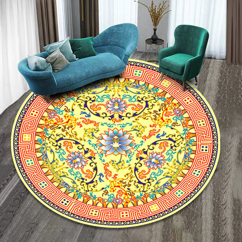 Multicolor Folk Art Print Rug Polyester Moroccan Area Rug Non-Slip Backing Pet Friendly Machine Washable Rug for Guest Room Golden Clearhalo 'Area Rug' 'Moroccan' 'Rugs' Rug' 2185041