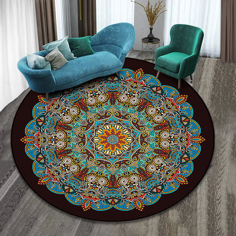 Multicolor Folk Art Print Rug Polyester Moroccan Area Rug Non-Slip Backing Pet Friendly Machine Washable Rug for Guest Room Clearhalo 'Area Rug' 'Moroccan' 'Rugs' Rug' 2185043