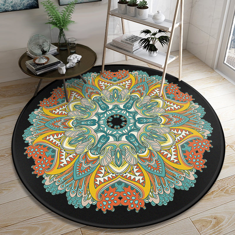 Nice Multi Colored Boho Rug Synthetics Flower Carpet Anti-Slip Backing  Washable Stain Resistant Rug for Family Room - Clearhalo