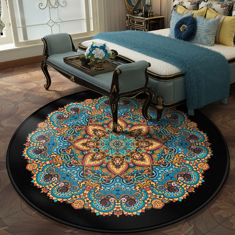 Multi Color Bedroom Rug Moroccan Floral Area Rug Synthetics Stain Resistant Washable Non-Slip Rug Blue Clearhalo 'Area Rug' 'Moroccan' 'Rugs' Rug' 2185047
