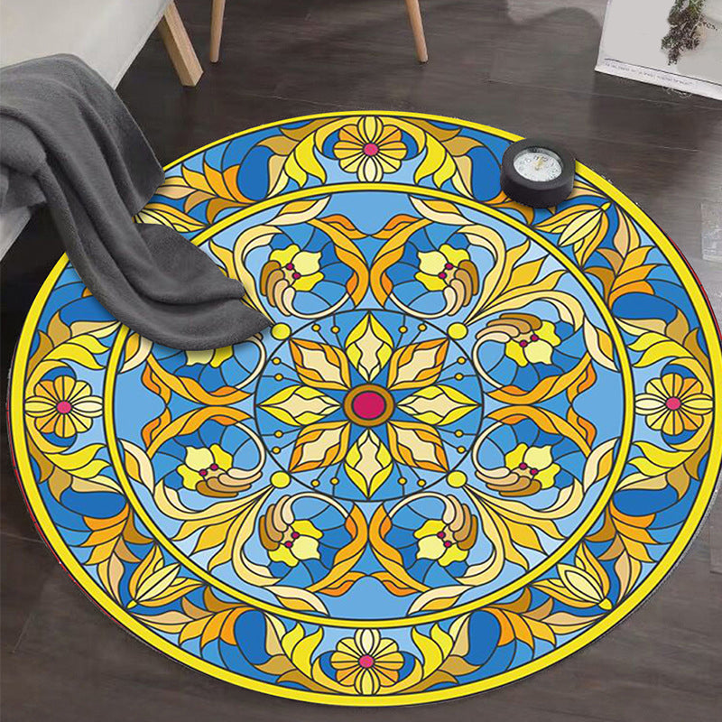 Art Deco Moroccan Rug Multi-Colored Mandala Rug Pet Friendly Machine Washable Anti-Slip Rug for Bedroom Yellow Clearhalo 'Area Rug' 'Moroccan' 'Rugs' Rug' 2185071