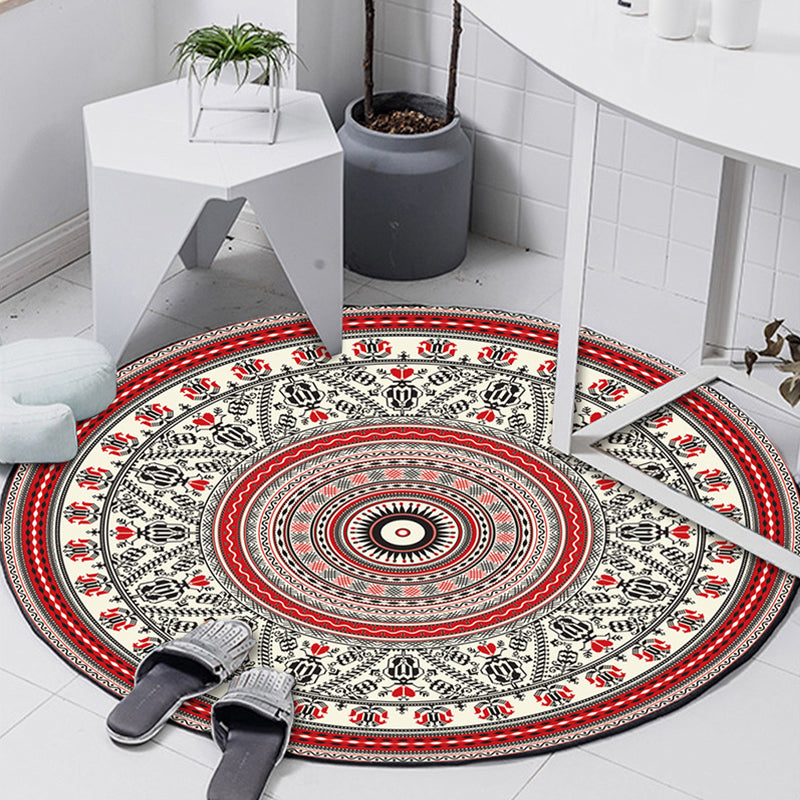 Art Deco Moroccan Rug Multi-Colored Mandala Rug Pet Friendly Machine Washable Anti-Slip Rug for Bedroom Red Clearhalo 'Area Rug' 'Moroccan' 'Rugs' Rug' 2185073