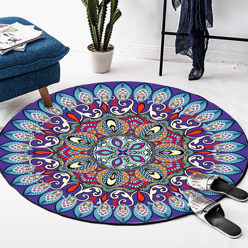 Art Deco Moroccan Rug Multi-Colored Mandala Rug Pet Friendly Machine Washable Anti-Slip Rug for Bedroom Purple Clearhalo 'Area Rug' 'Moroccan' 'Rugs' Rug' 2185077