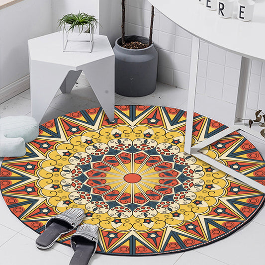 Art Deco Moroccan Rug Multi-Colored Mandala Rug Pet Friendly Machine Washable Anti-Slip Rug for Bedroom Clearhalo 'Area Rug' 'Moroccan' 'Rugs' Rug' 2185078