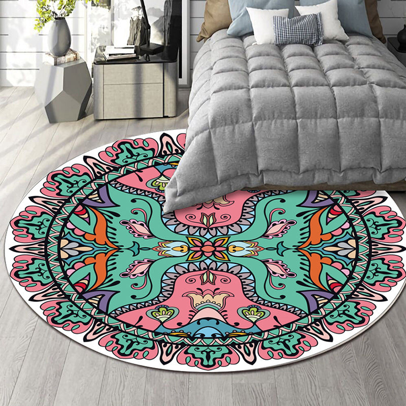 Art Deco Moroccan Rug Multi-Colored Mandala Rug Pet Friendly Machine Washable Anti-Slip Rug for Bedroom Pink Clearhalo 'Area Rug' 'Moroccan' 'Rugs' Rug' 2185088