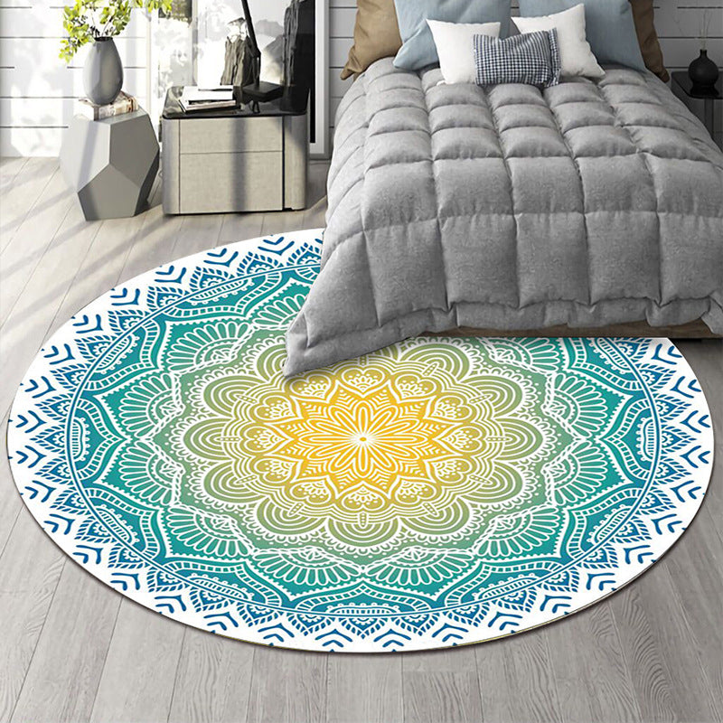 Art Deco Moroccan Rug Multi-Colored Mandala Rug Pet Friendly Machine Washable Anti-Slip Rug for Bedroom Clearhalo 'Area Rug' 'Moroccan' 'Rugs' Rug' 2185092