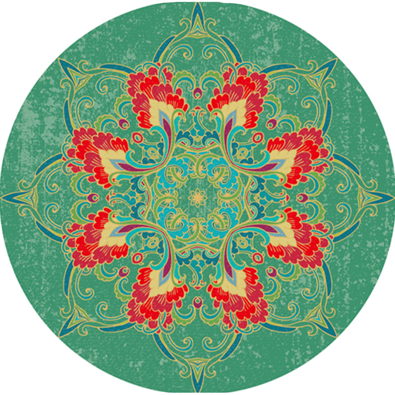 Classic Multi Color Moroccan Rug Synthetics Mandala Print Carpet Pet Friendly Anti-Slip Washable Rug for Home Green Clearhalo 'Area Rug' 'Moroccan' 'Rugs' Rug' 2185097