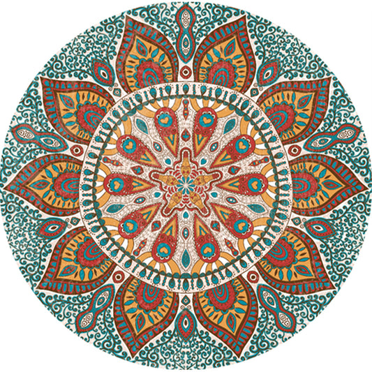 Classic Multi Color Moroccan Rug Synthetics Mandala Print Carpet Pet Friendly Anti-Slip Washable Rug for Home Ginger Clearhalo 'Area Rug' 'Moroccan' 'Rugs' Rug' 2185099