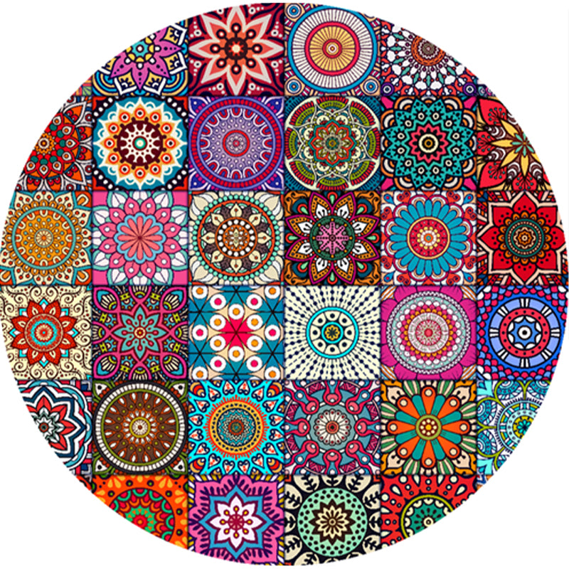 Classic Multi Color Moroccan Rug Synthetics Mandala Print Carpet Pet Friendly Anti-Slip Washable Rug for Home Clearhalo 'Area Rug' 'Moroccan' 'Rugs' Rug' 2185100