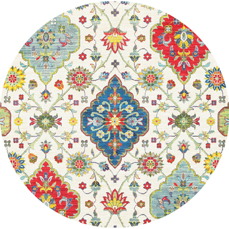 Classic Multi Color Moroccan Rug Synthetics Mandala Print Carpet Pet Friendly Anti-Slip Washable Rug for Home White Clearhalo 'Area Rug' 'Moroccan' 'Rugs' Rug' 2185101