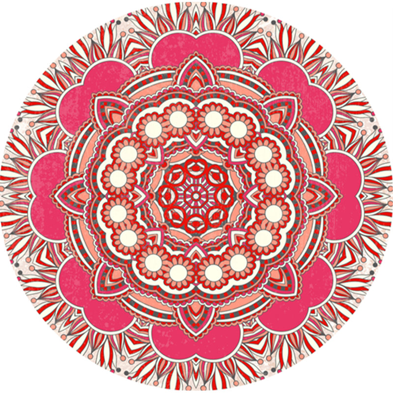 Classic Multi Color Moroccan Rug Synthetics Mandala Print Carpet Pet Friendly Anti-Slip Washable Rug for Home Pink Clearhalo 'Area Rug' 'Moroccan' 'Rugs' Rug' 2185102