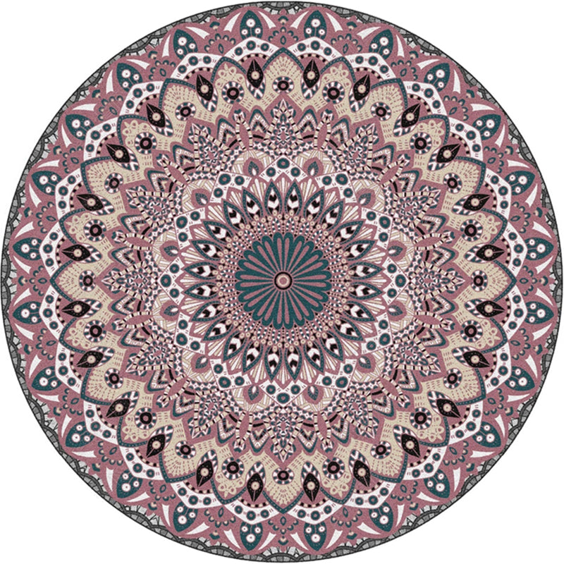 Moroccan Door Rug Multicolor Mandala Area Rug Polypropylene Anti-Slip Stain Resistant Machine Washable Rug Light Purple Clearhalo 'Area Rug' 'Moroccan' 'Rugs' Rug' 2185106