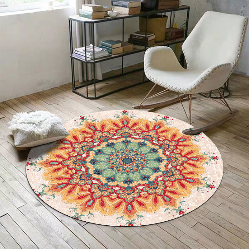 Vintage Jacquard Print Rug Multi-Color Moroccan Rug Polyester Pet Friendly Machine Washable Non-Slip Backing Rug for Hall Yellow Clearhalo 'Area Rug' 'Moroccan' 'Rugs' Rug' 2185114