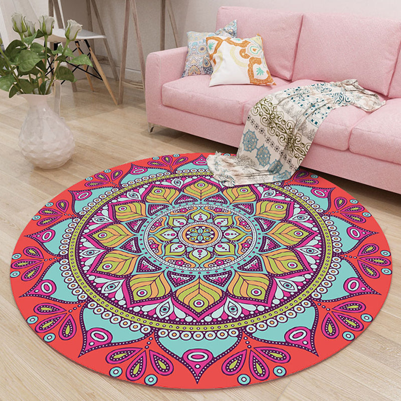Lavish Moroccan Rug Multi Colored Mandala Carpet Non-Slip Stain Resistant Pet Friendly Rug for Home Decor Watermelon Red Clearhalo 'Area Rug' 'Moroccan' 'Rugs' Rug' 2185121