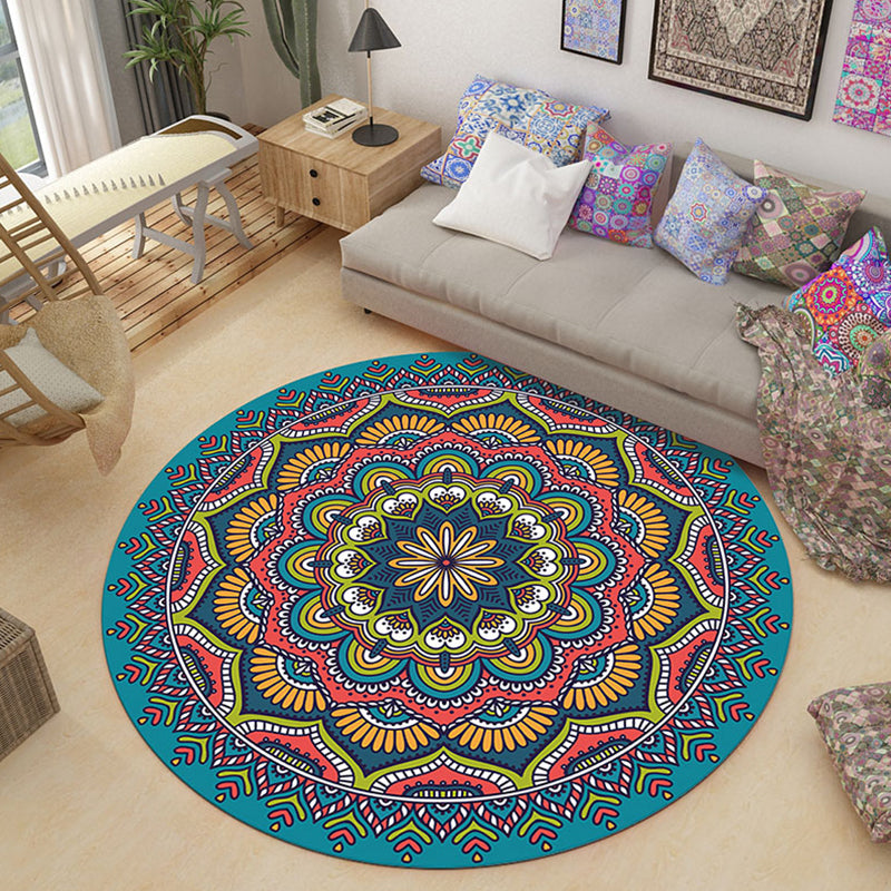 Lavish Moroccan Rug Multi Colored Mandala Carpet Non-Slip Stain Resistant Pet Friendly Rug for Home Decor Lake Blue Clearhalo 'Area Rug' 'Moroccan' 'Rugs' Rug' 2185122