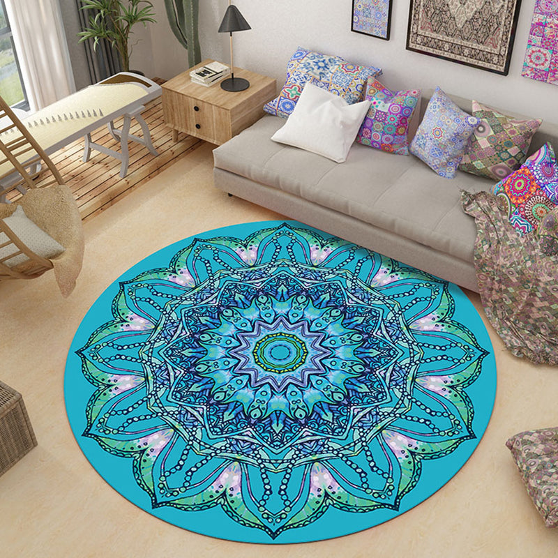 Lavish Moroccan Rug Multi Colored Mandala Carpet Non-Slip Stain Resistant Pet Friendly Rug for Home Decor Blue Clearhalo 'Area Rug' 'Moroccan' 'Rugs' Rug' 2185123