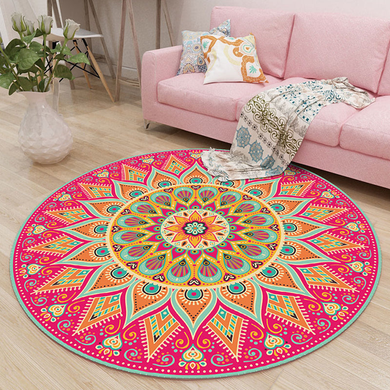 Lavish Moroccan Rug Multi Colored Mandala Carpet Non-Slip Stain Resistant Pet Friendly Rug for Home Decor Rose Red Clearhalo 'Area Rug' 'Moroccan' 'Rugs' Rug' 2185124