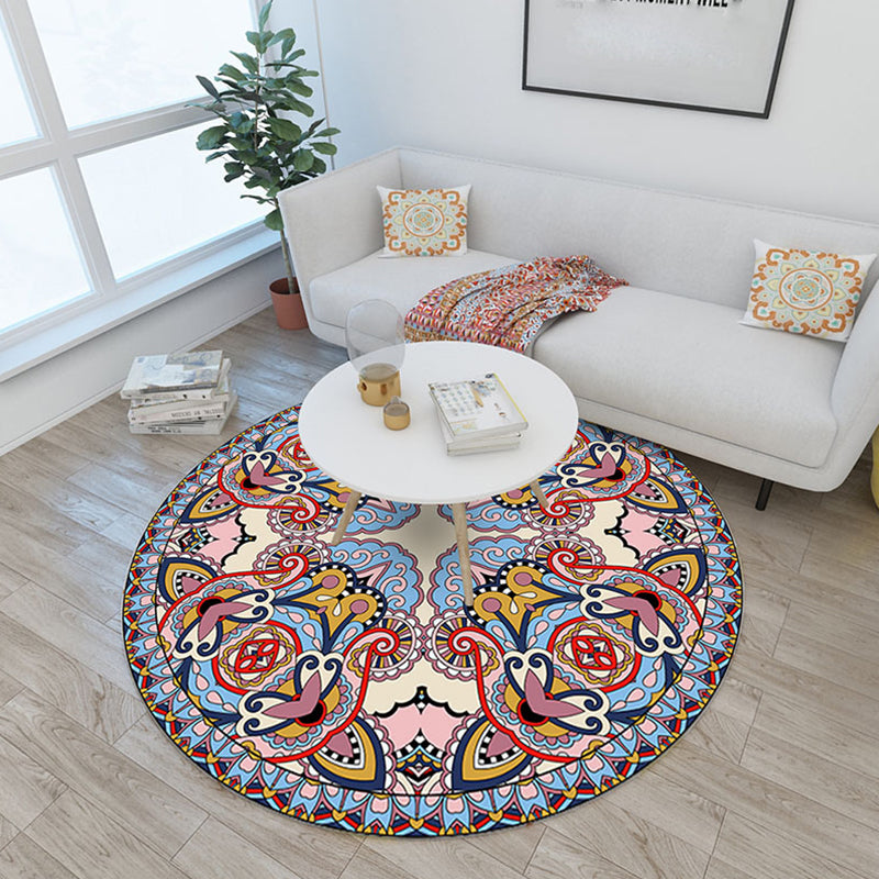 Lavish Moroccan Rug Multi Colored Mandala Carpet Non-Slip Stain Resistant Pet Friendly Rug for Home Decor Sky Blue Clearhalo 'Area Rug' 'Moroccan' 'Rugs' Rug' 2185125