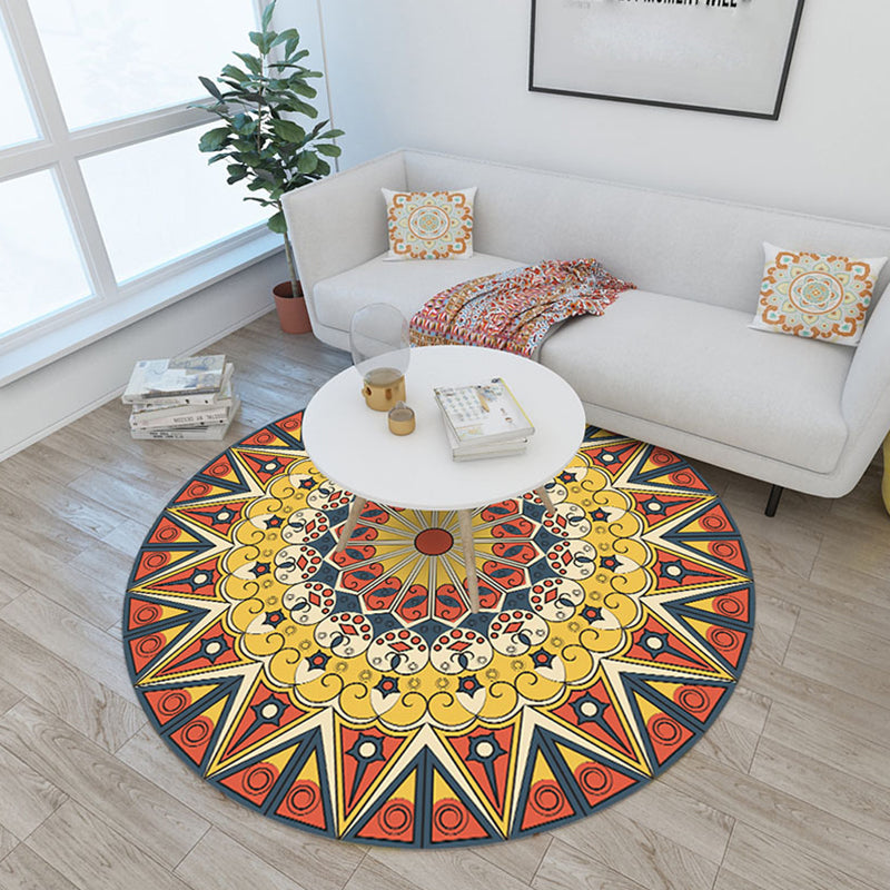 Lavish Moroccan Rug Multi Colored Mandala Carpet Non-Slip Stain Resistant Pet Friendly Rug for Home Decor Yellow Clearhalo 'Area Rug' 'Moroccan' 'Rugs' Rug' 2185126