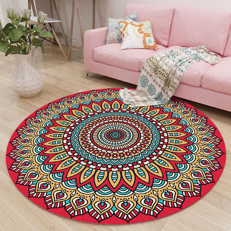Lavish Moroccan Rug Multi Colored Mandala Carpet Non-Slip Stain Resistant Pet Friendly Rug for Home Decor Red Clearhalo 'Area Rug' 'Moroccan' 'Rugs' Rug' 2185128