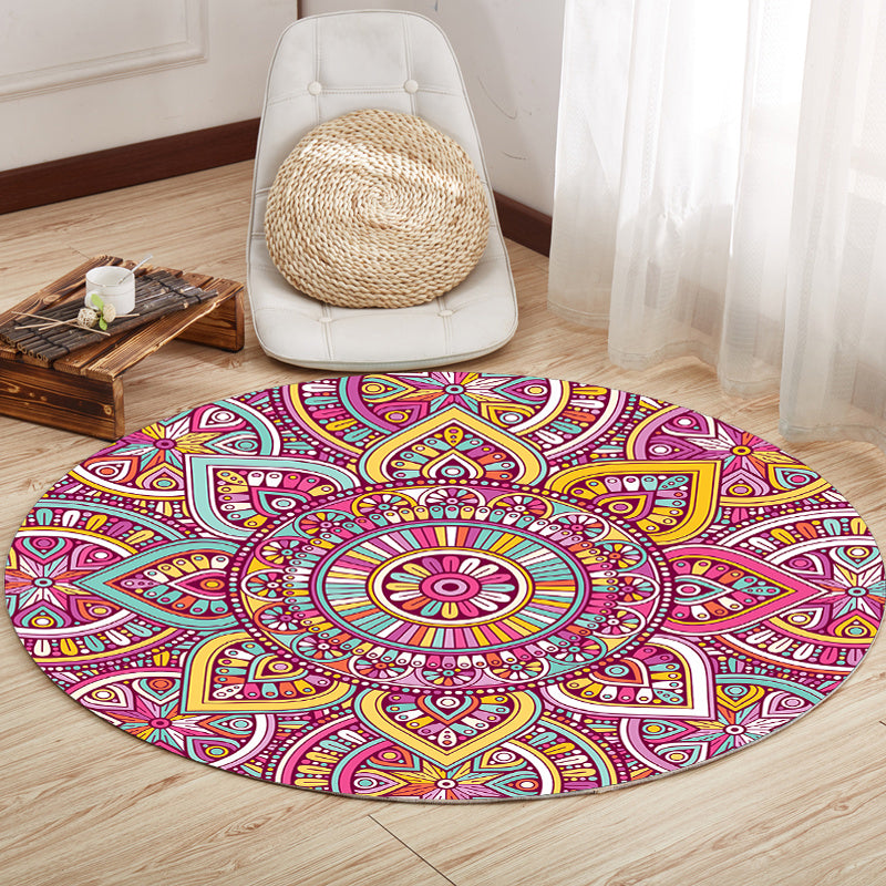 Multicolor Mandala Rug Synthetics Moroccan Rug Non-Slip Pet Friendly Washable Rug for Sitting Room Light Purple Clearhalo 'Area Rug' 'Moroccan' 'Rugs' Rug' 2185130