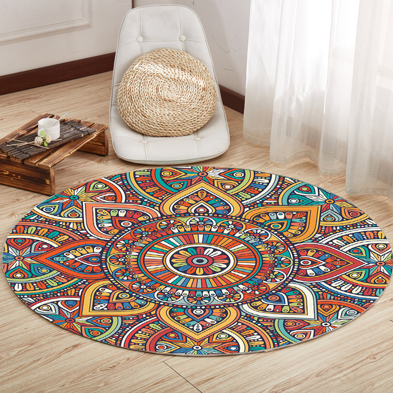 Multicolor Mandala Rug Synthetics Moroccan Rug Non-Slip Pet Friendly Washable Rug for Sitting Room Blue Clearhalo 'Area Rug' 'Moroccan' 'Rugs' Rug' 2185131