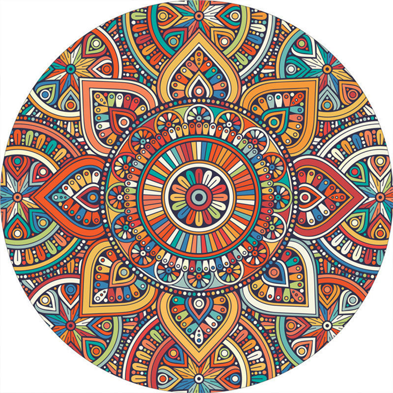 Multicolor Mandala Rug Synthetics Moroccan Rug Non-Slip Pet Friendly Washable Rug for Sitting Room Clearhalo 'Area Rug' 'Moroccan' 'Rugs' Rug' 2185138