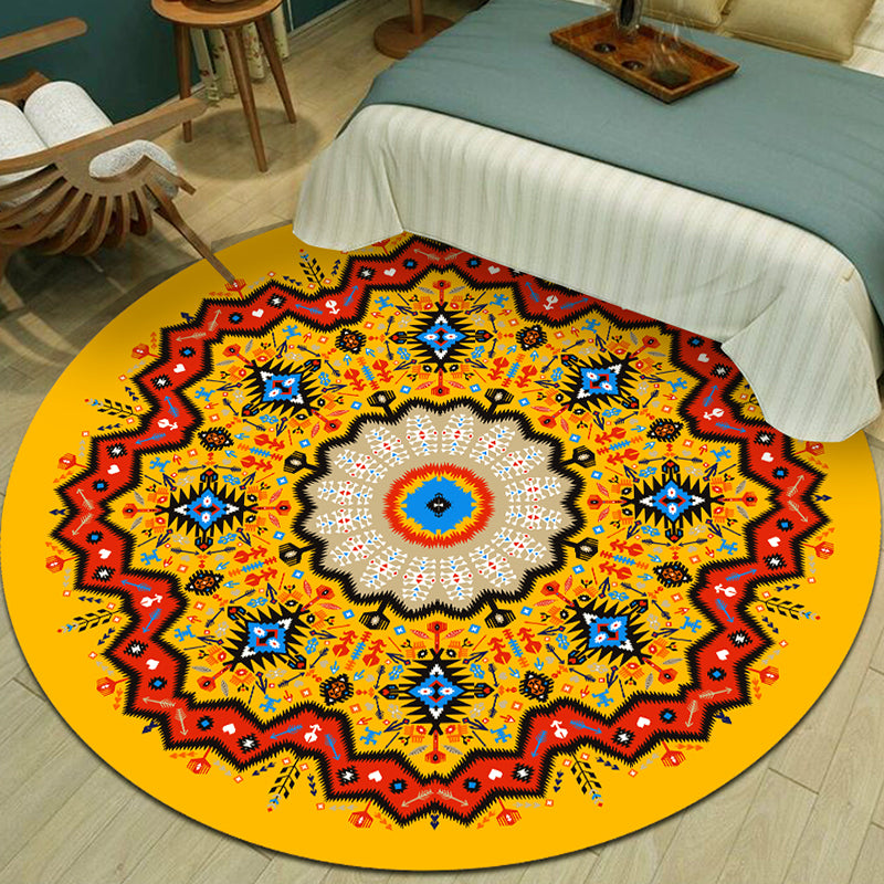 Exotic Multicolor Mandala Area Rug Polypropylene Moroccan Rug Pet Friendly Machine Washable Anti-Slip Backing Rug for Bedroom Ginger Clearhalo 'Area Rug' 'Moroccan' 'Rugs' Rug' 2185140