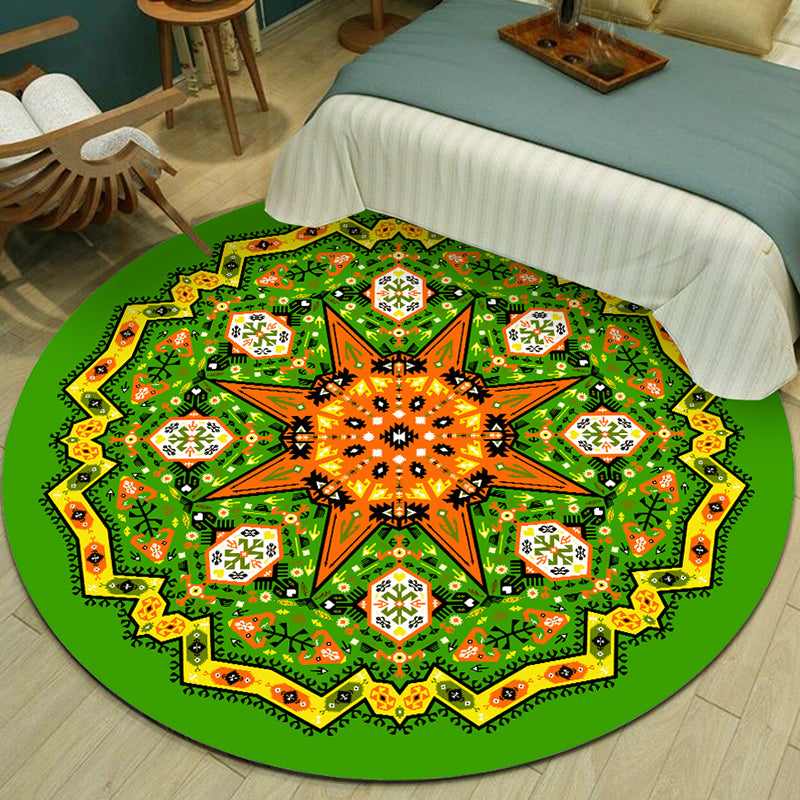 Exotic Multicolor Mandala Area Rug Polypropylene Moroccan Rug Pet Friendly Machine Washable Anti-Slip Backing Rug for Bedroom Fruit Green Clearhalo 'Area Rug' 'Moroccan' 'Rugs' Rug' 2185142