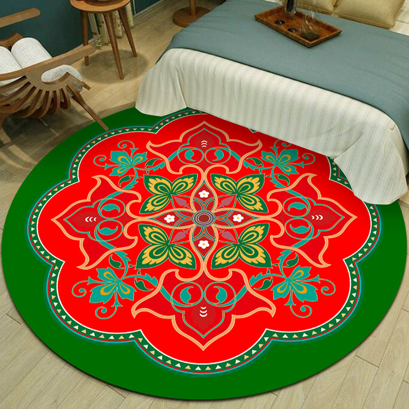 Exotic Multicolor Mandala Area Rug Polypropylene Moroccan Rug Pet Friendly Machine Washable Anti-Slip Backing Rug for Bedroom Red Clearhalo 'Area Rug' 'Moroccan' 'Rugs' Rug' 2185146