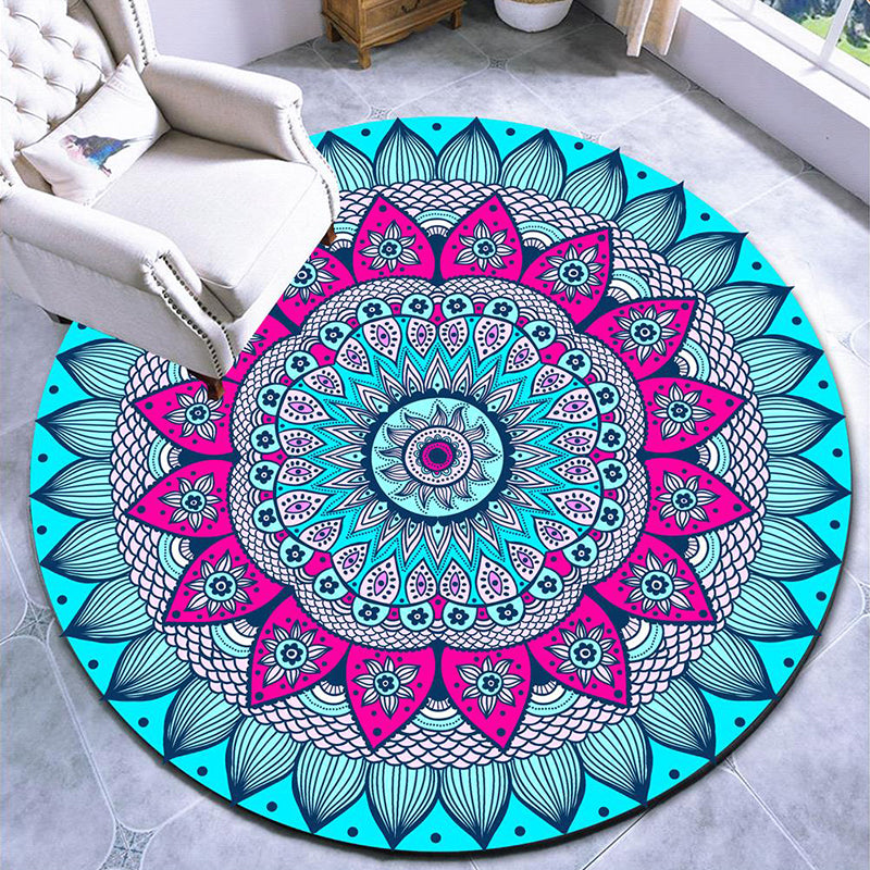 Pretty Mandala Patterned Rug Multi Color Moroccan Area Rug Polyester Pet Friendly Stain Resistant Anti-Slip Backing Rug for Tearoom Lake Blue Clearhalo 'Area Rug' 'Moroccan' 'Rugs' Rug' 2185149