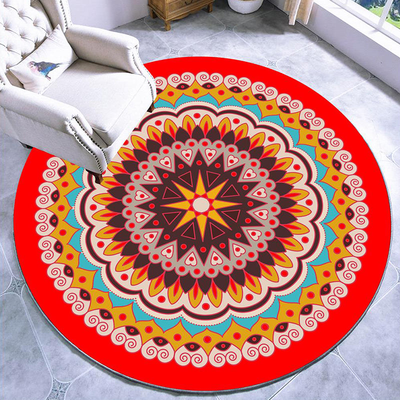 Pretty Mandala Patterned Rug Multi Color Moroccan Area Rug Polyester Pet Friendly Stain Resistant Anti-Slip Backing Rug for Tearoom Red Clearhalo 'Area Rug' 'Moroccan' 'Rugs' Rug' 2185150