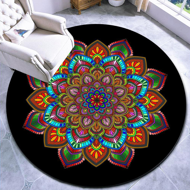 Pretty Mandala Patterned Rug Multi Color Moroccan Area Rug Polyester Pet Friendly Stain Resistant Anti-Slip Backing Rug for Tearoom Rust Red Clearhalo 'Area Rug' 'Moroccan' 'Rugs' Rug' 2185151