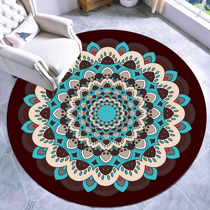 Pretty Mandala Patterned Rug Multi Color Moroccan Area Rug Polyester Pet Friendly Stain Resistant Anti-Slip Backing Rug for Tearoom Dark Coffee Clearhalo 'Area Rug' 'Moroccan' 'Rugs' Rug' 2185154