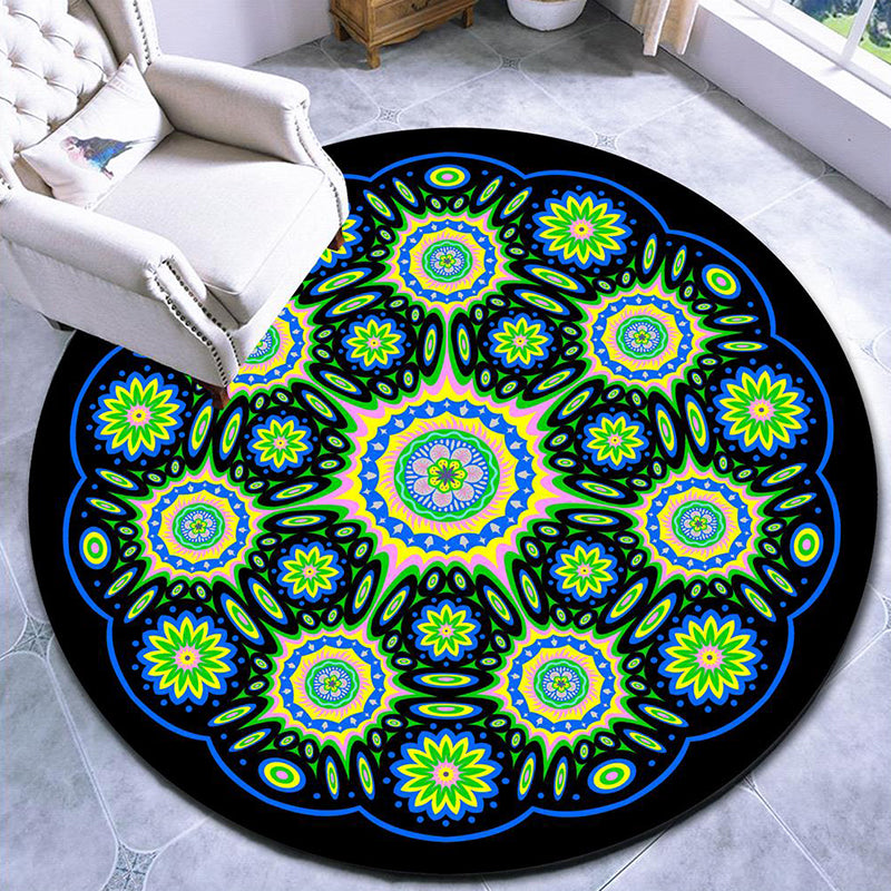 Pretty Mandala Patterned Rug Multi Color Moroccan Area Rug Polyester Pet Friendly Stain Resistant Anti-Slip Backing Rug for Tearoom Green Clearhalo 'Area Rug' 'Moroccan' 'Rugs' Rug' 2185155