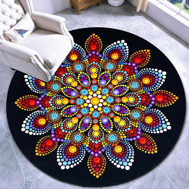 Pretty Mandala Patterned Rug Multi Color Moroccan Area Rug Polyester Pet Friendly Stain Resistant Anti-Slip Backing Rug for Tearoom Purple Clearhalo 'Area Rug' 'Moroccan' 'Rugs' Rug' 2185156