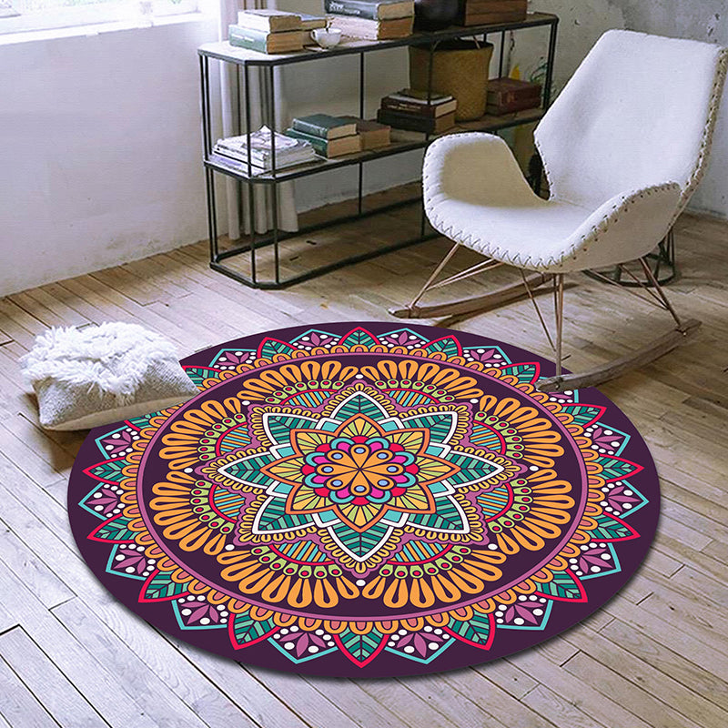 Exclusive Moroccan Rug Multi Colored Tribal Floral Rug Pet Friendly Machine Washable Non-Slip Rug for Room Purple Clearhalo 'Area Rug' 'Moroccan' 'Rugs' Rug' 2185157