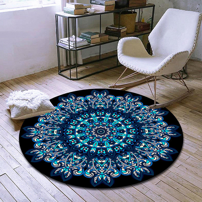 Exclusive Moroccan Rug Multi Colored Tribal Floral Rug Pet Friendly Machine Washable Non-Slip Rug for Room Dark Blue Clearhalo 'Area Rug' 'Moroccan' 'Rugs' Rug' 2185158