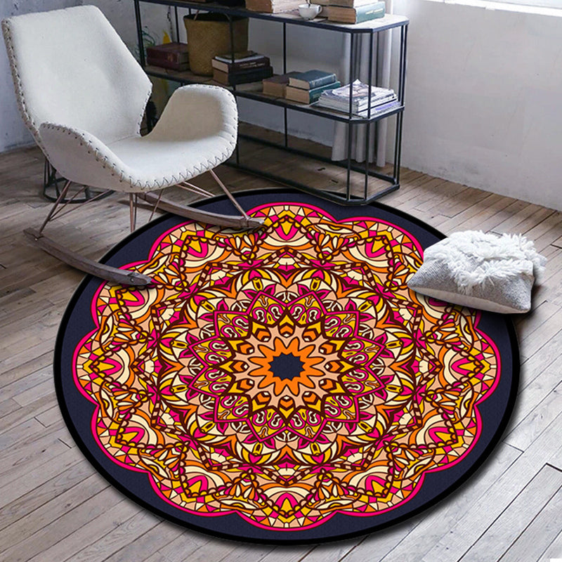Folks Multicolor Mandala Rug Synthetics Moroccan Rug Machine Washable Non-Slip Pet Friendly Carpet for Living Room Rose Red Clearhalo 'Area Rug' 'Moroccan' 'Rugs' Rug' 2185167
