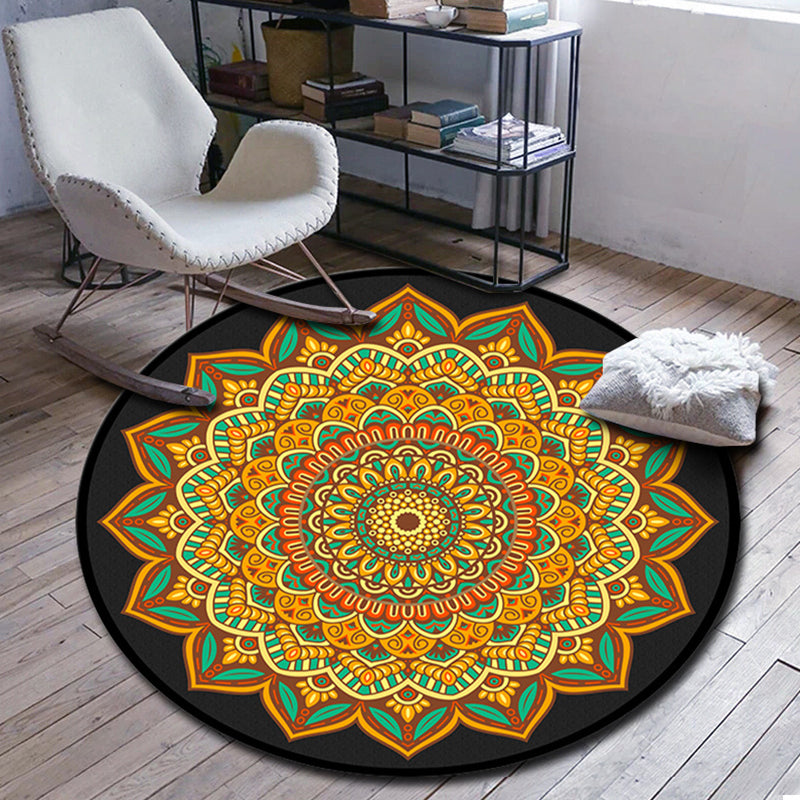 Folks Multicolor Mandala Rug Synthetics Moroccan Rug Machine Washable Non-Slip Pet Friendly Carpet for Living Room Ginger Clearhalo 'Area Rug' 'Moroccan' 'Rugs' Rug' 2185169