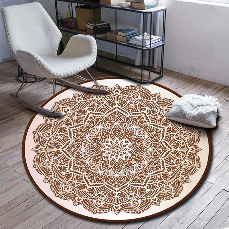 Folks Multicolor Mandala Rug Synthetics Moroccan Rug Machine Washable Non-Slip Pet Friendly Carpet for Living Room Coffee Clearhalo 'Area Rug' 'Moroccan' 'Rugs' Rug' 2185170