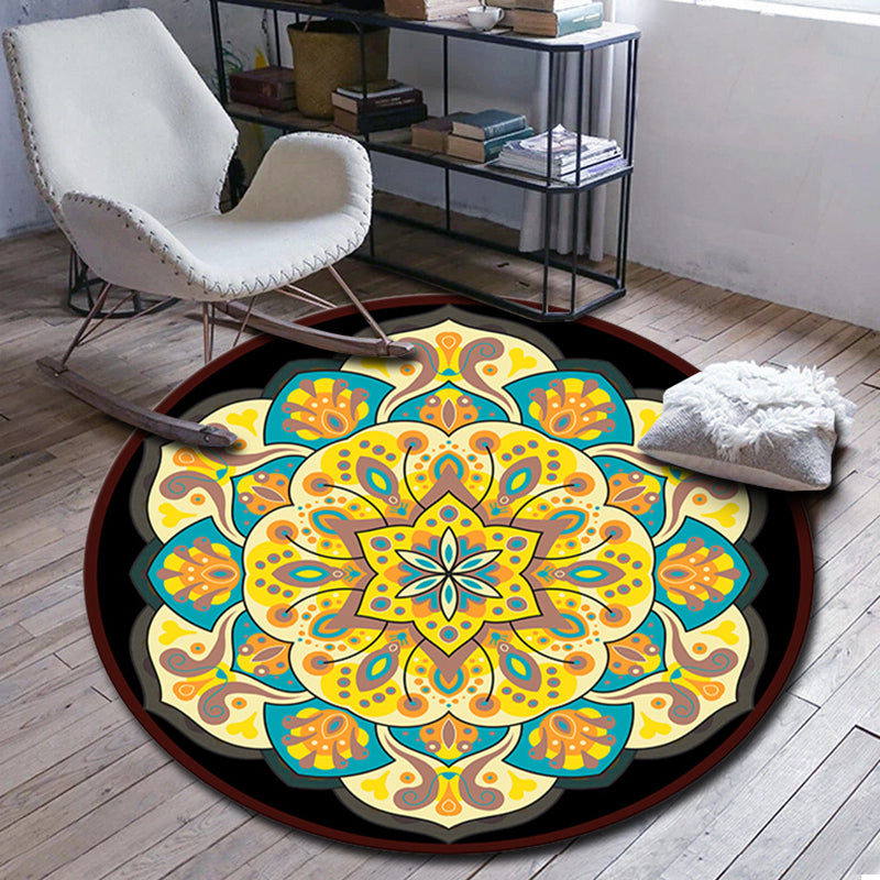 Folks Multicolor Mandala Rug Synthetics Moroccan Rug Machine Washable Non-Slip Pet Friendly Carpet for Living Room Yellow Clearhalo 'Area Rug' 'Moroccan' 'Rugs' Rug' 2185172