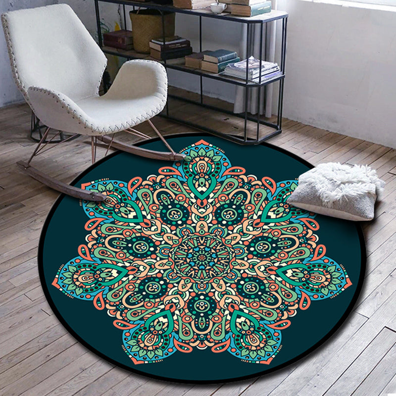 Folks Multicolor Mandala Rug Synthetics Moroccan Rug Machine Washable Non-Slip Pet Friendly Carpet for Living Room Green Clearhalo 'Area Rug' 'Moroccan' 'Rugs' Rug' 2185174